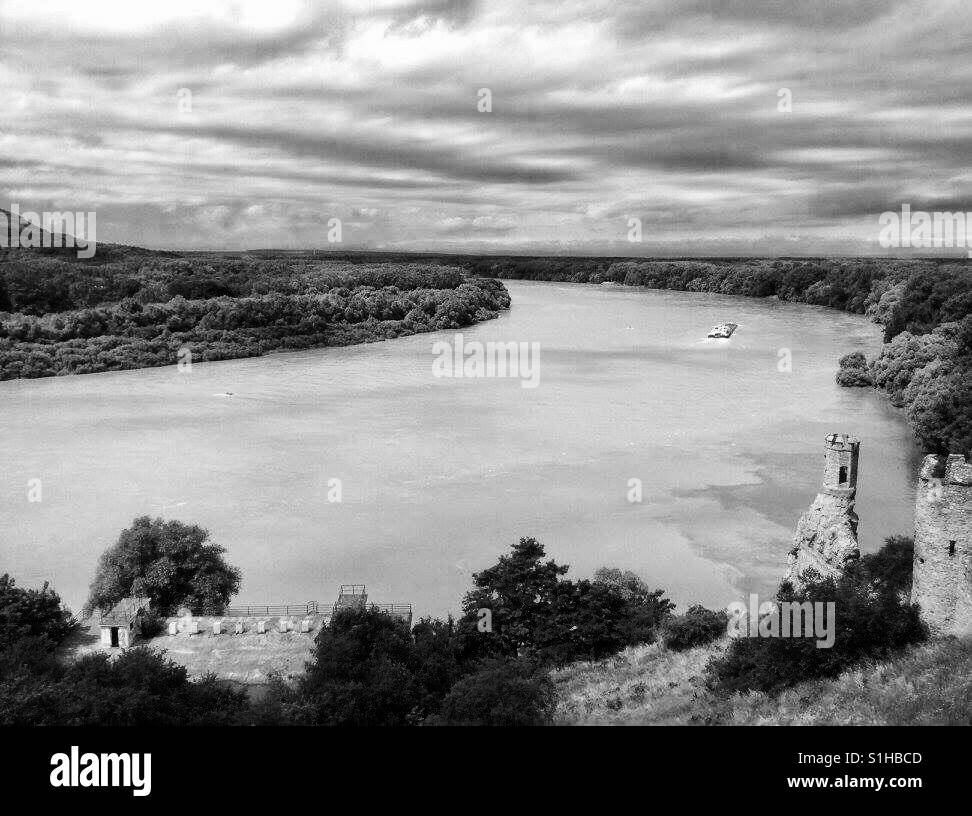 Moravia e fiume Danubio confluenza, Slovacchia Foto Stock