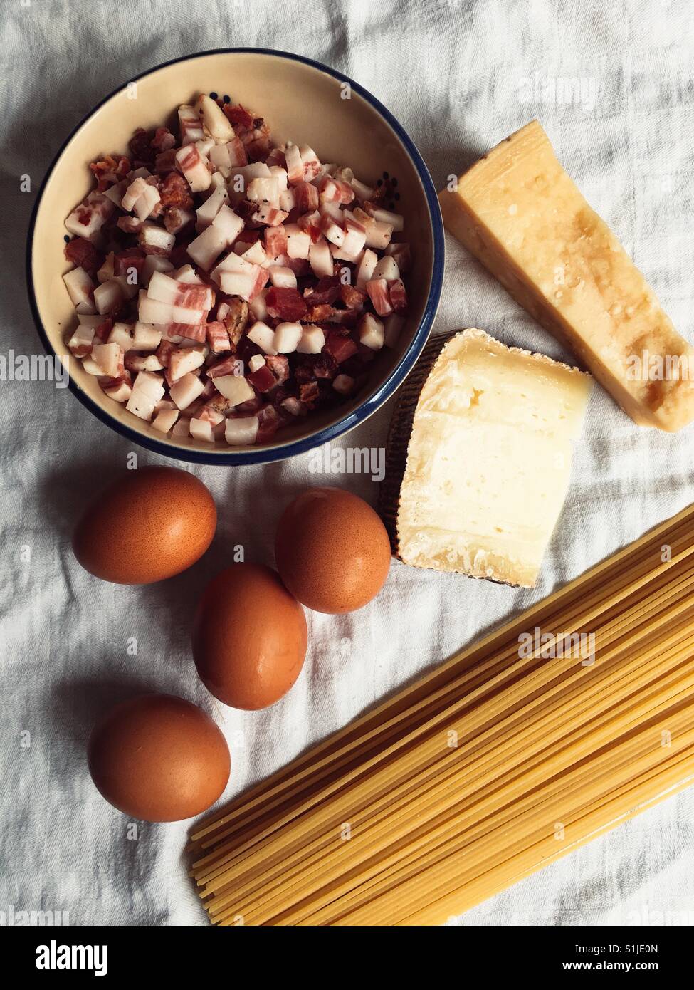 Ingredienti per carbonara Foto Stock