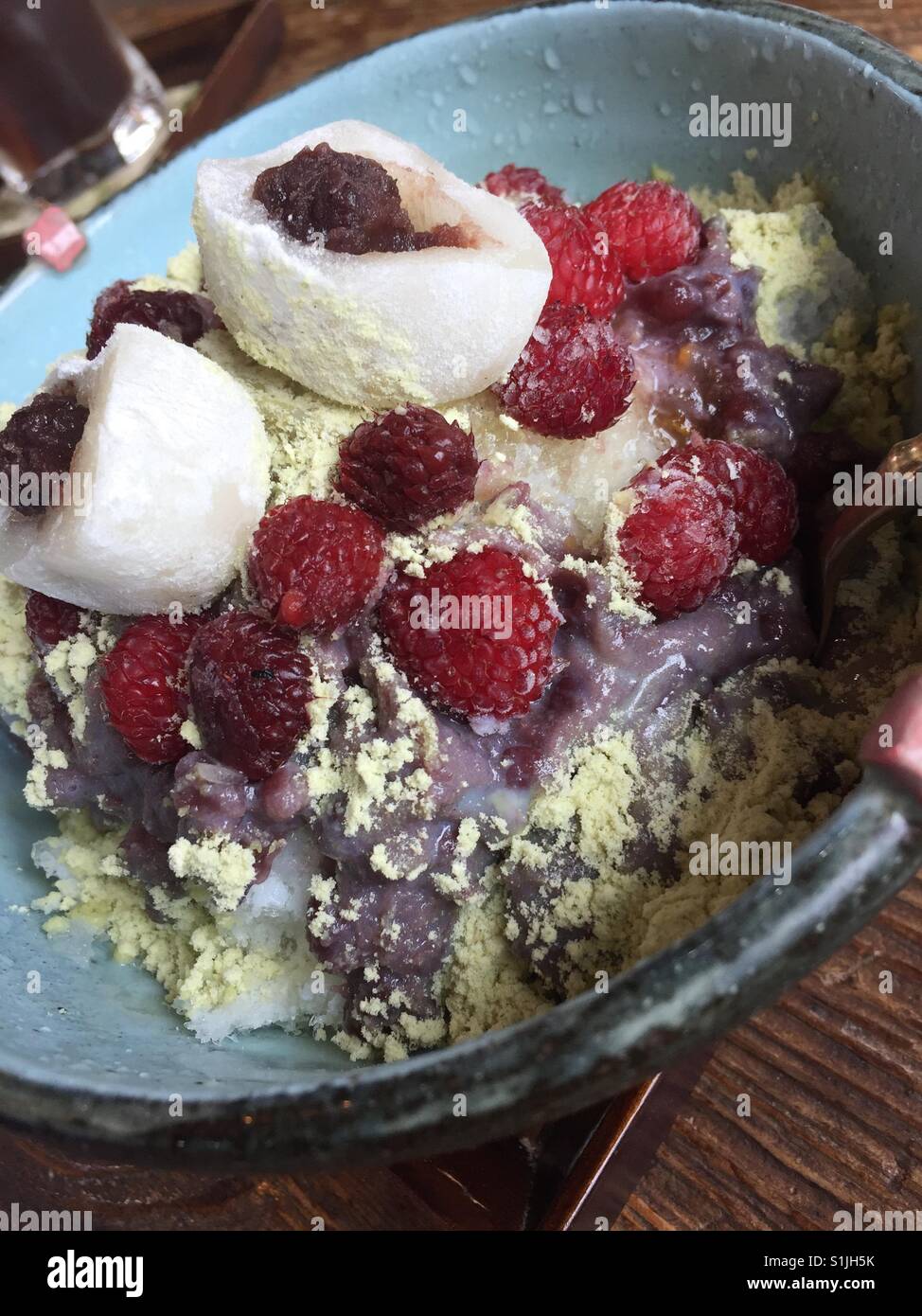 Cibo coreano, sorbetto Red-Bean - Immagine stock catturata con smartphone
