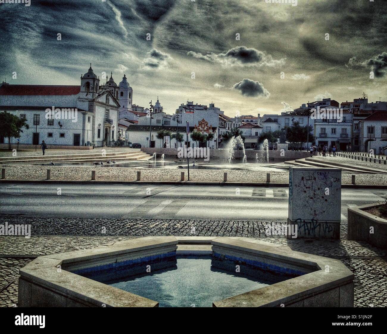 Piazza principale, Lagos, Algarve, PORTOGALLO Foto Stock