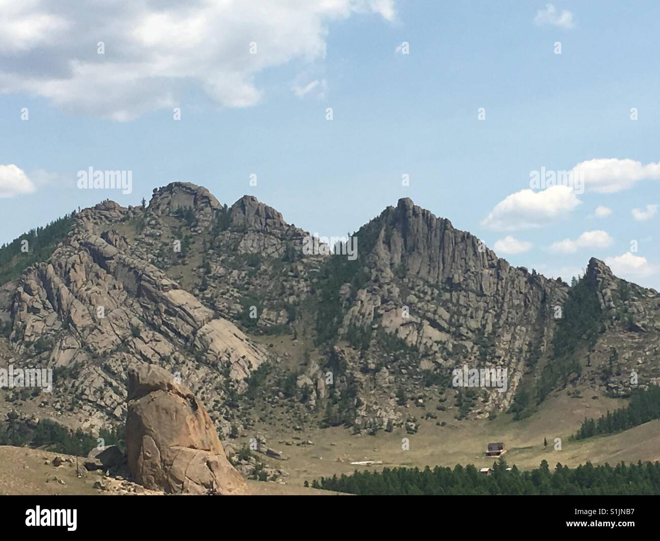 La gamma della montagna, Terelj, Mongolia Foto Stock