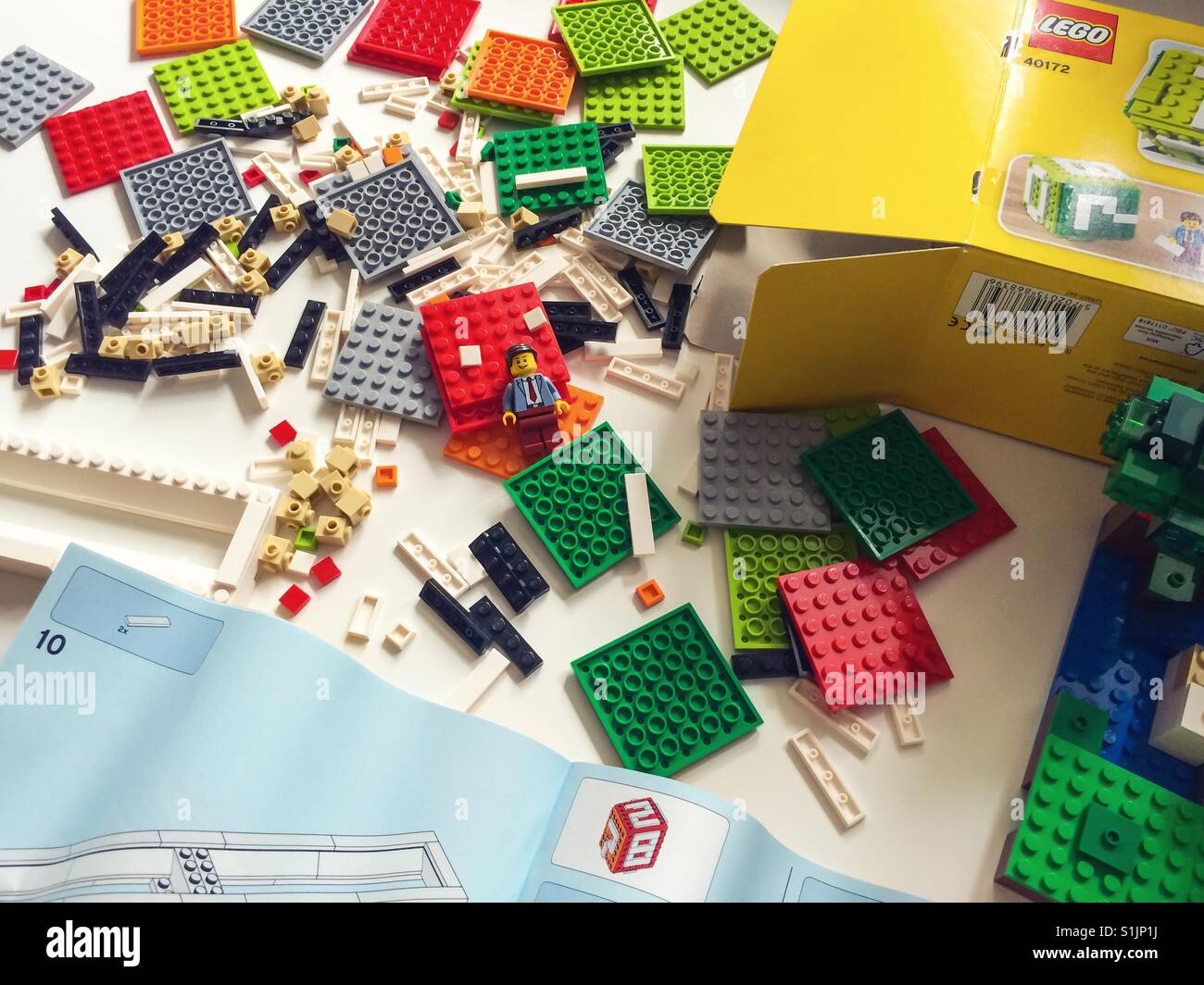 Blocchi di Lego con scatola e istruzioni Foto Stock