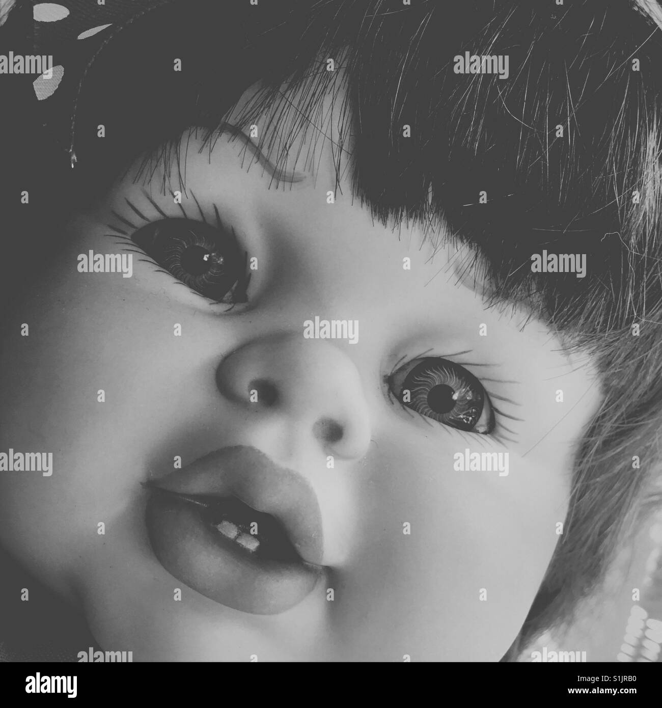Doll Face in bianco e nero Foto Stock
