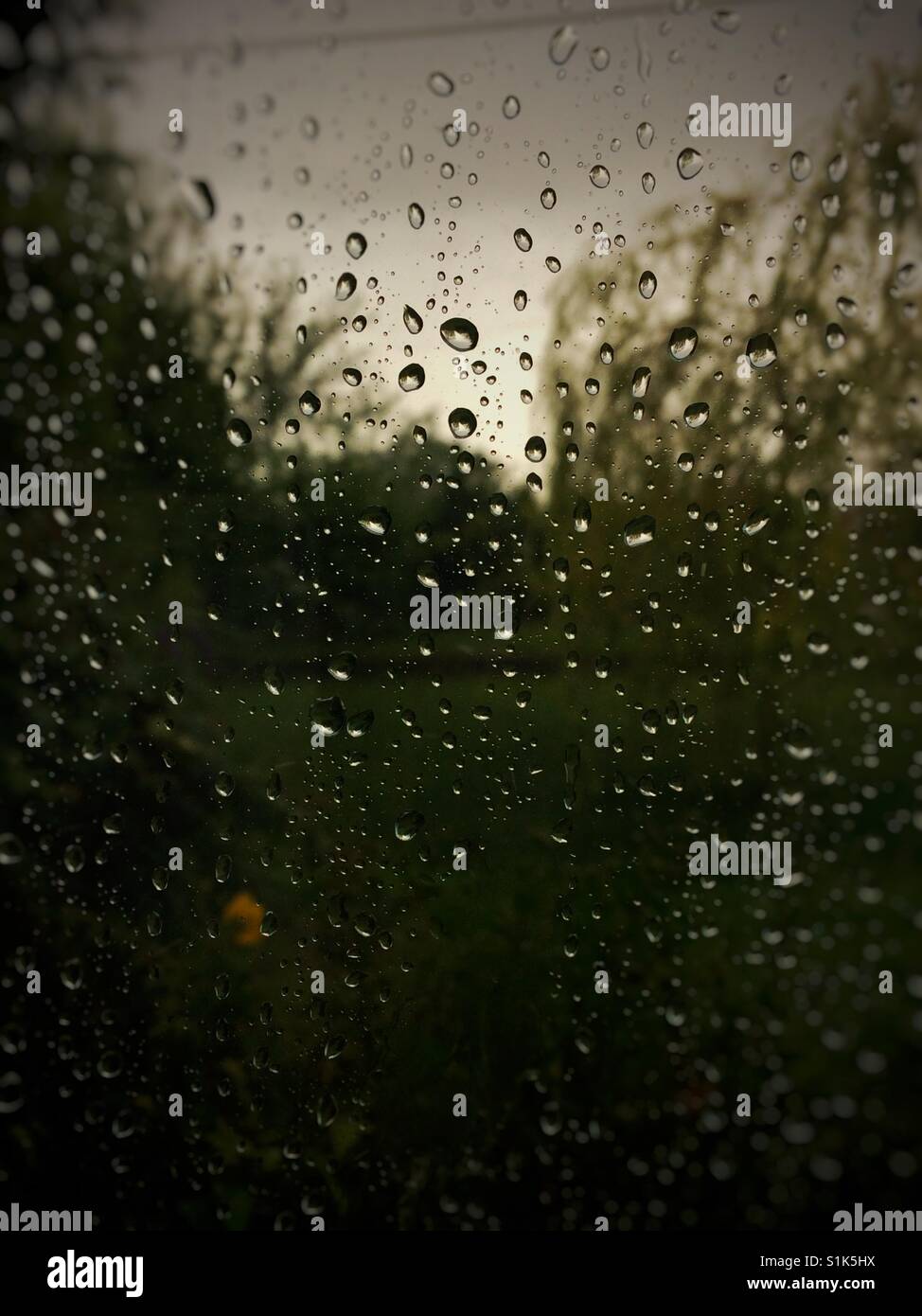 La pioggia sulla finestra in una tempesta Foto Stock