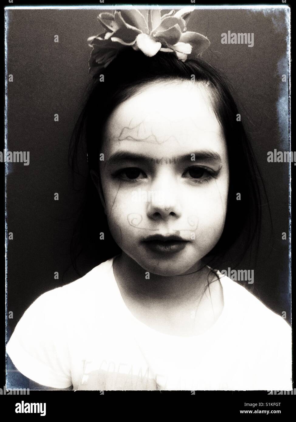 5 anno vecchia ragazza con faccia dipinta Foto Stock