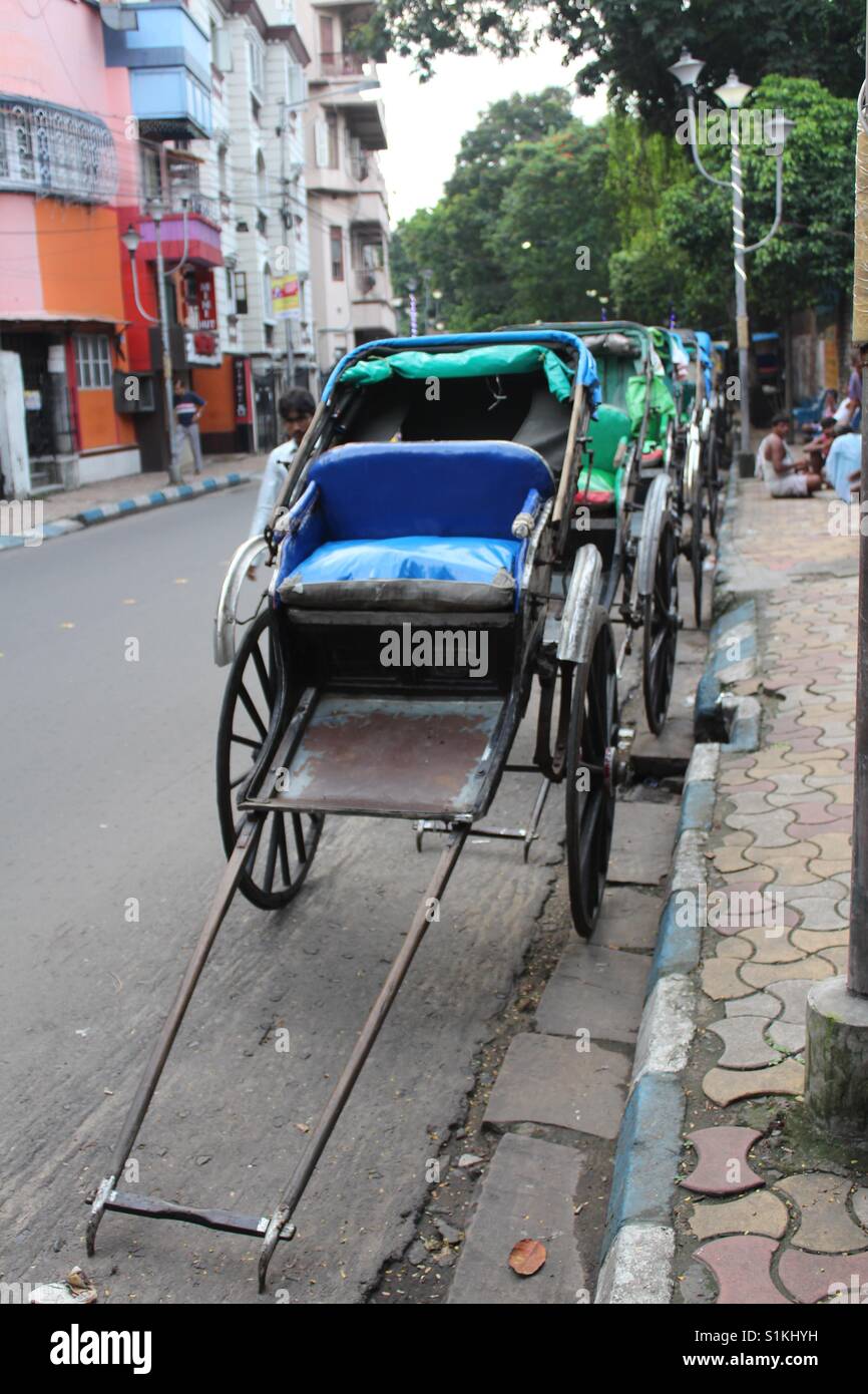 Kolkata, India- tirata a mano Rickshaw Foto Stock