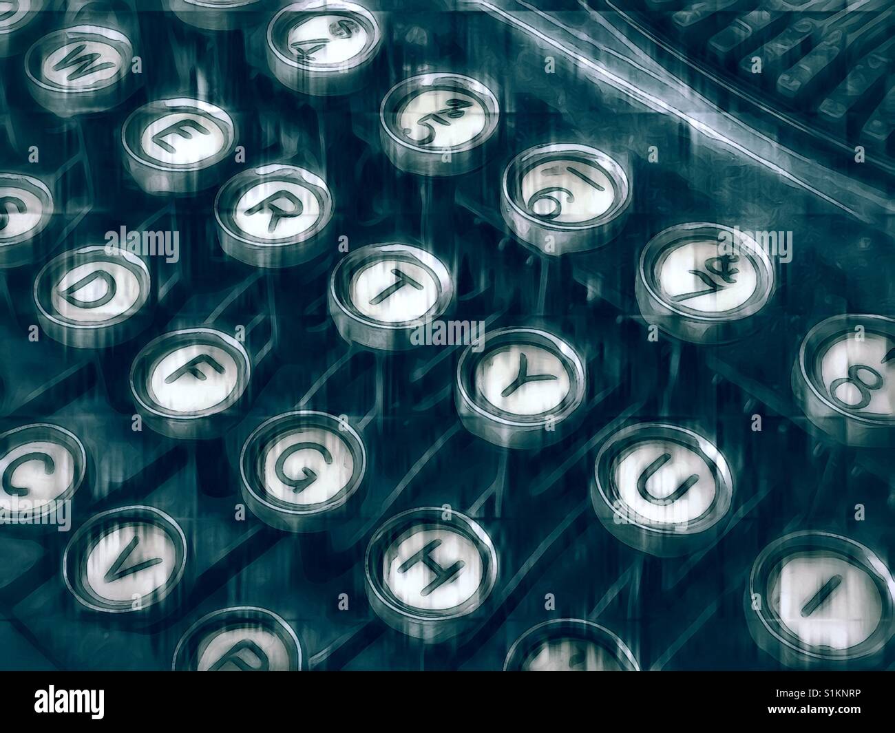 Vintage tasti di una macchina da scrivere in bianco e nero Foto Stock