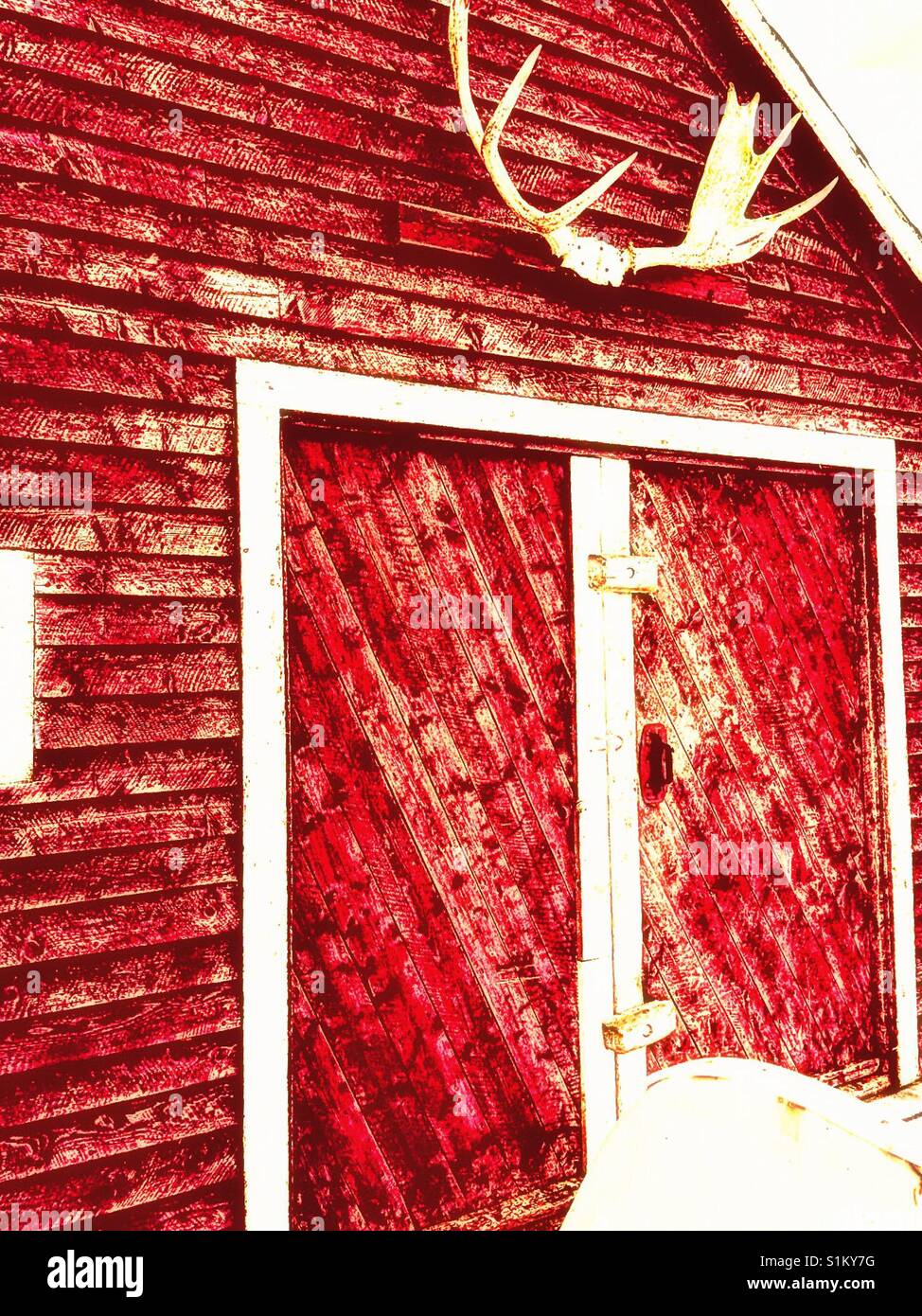 Cabina in legno in Canada - Immagine stock catturata con smartphone