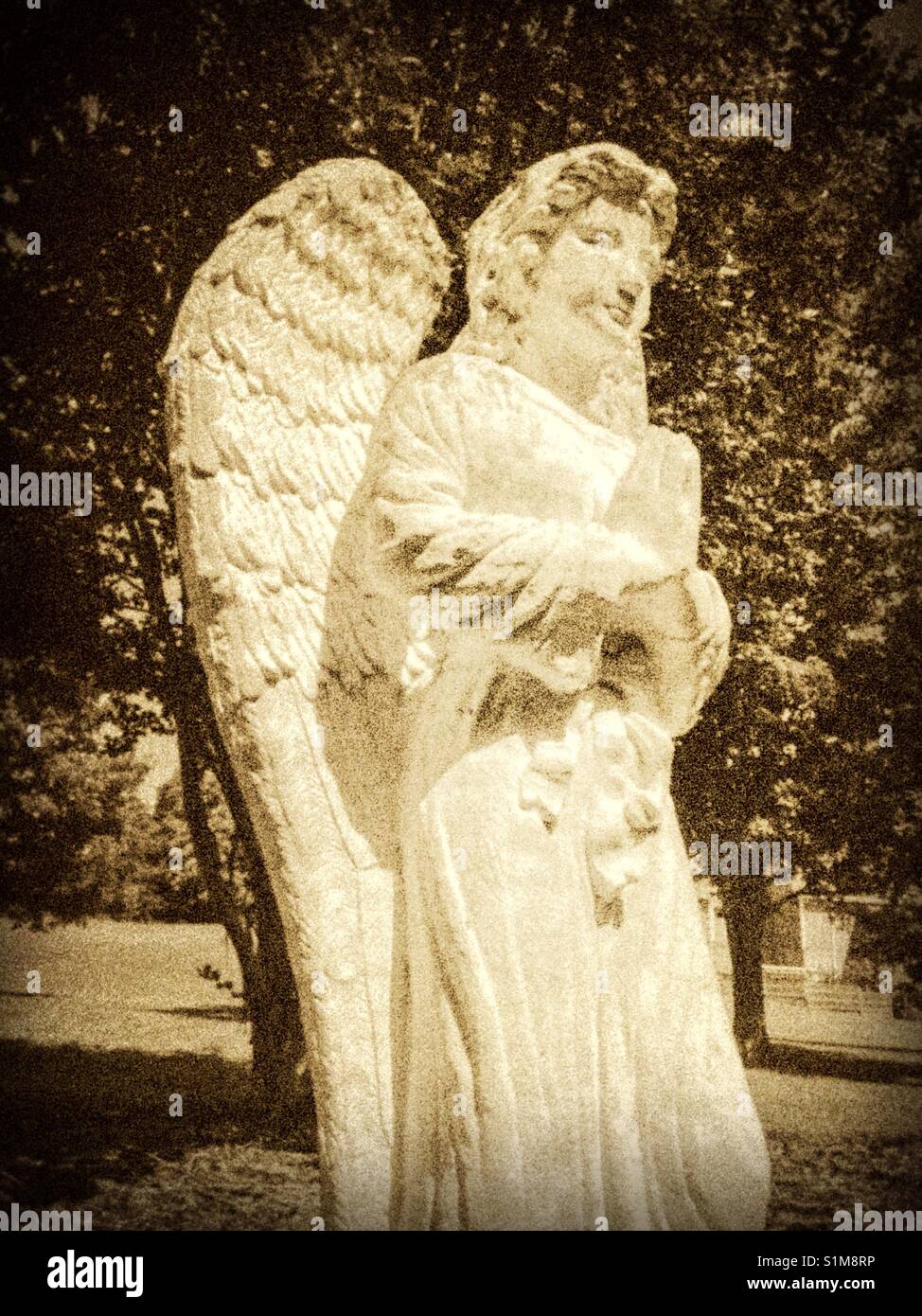 Angelo bianco in giardino - Immagine stock catturata con smartphone