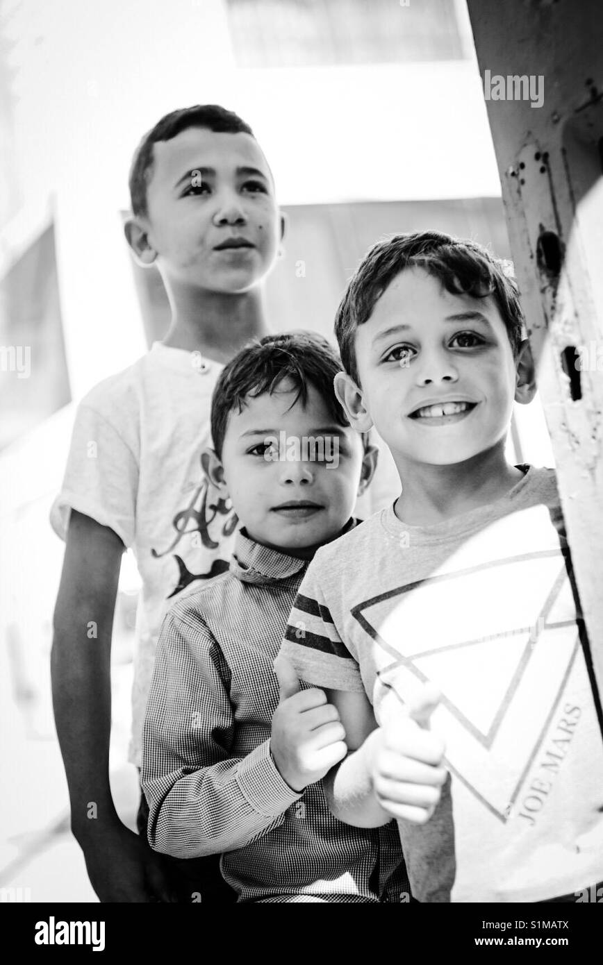 I rifugiati palestinesi in Arroub Camp, Betlemme, Palestina. - Immagine stock catturata con smartphone