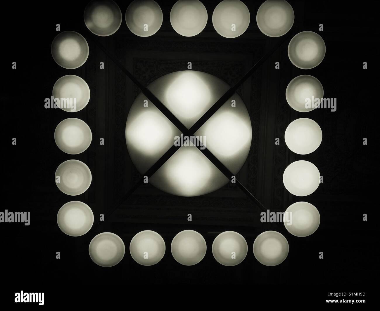 Abstract luci rotonde in forma quadrata pattern Foto Stock