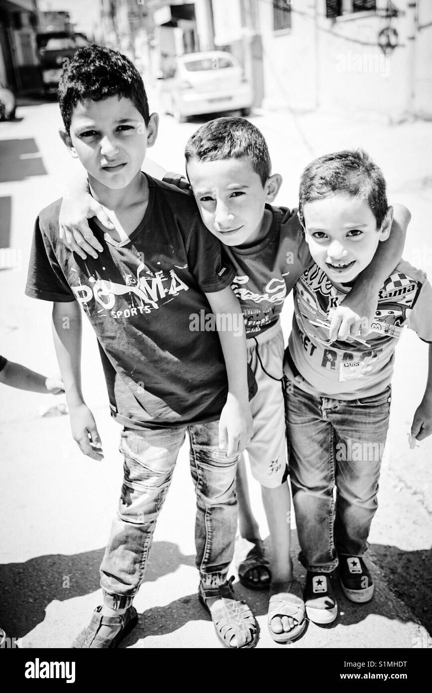 I bambini rifugiati in Arroub Camp di Betlemme, Palestina. Foto Stock