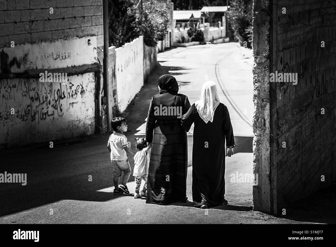 I rifugiati in Aida Camp di Betlemme, Palestina. Foto Stock
