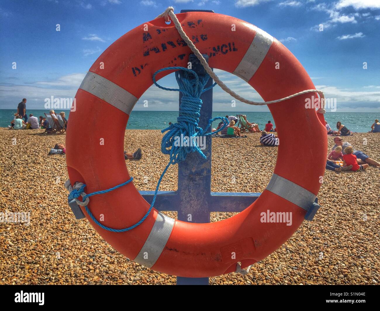 Spiaggia a Bognor Regis in Inghilterra - Immagine stock catturata con smartphone