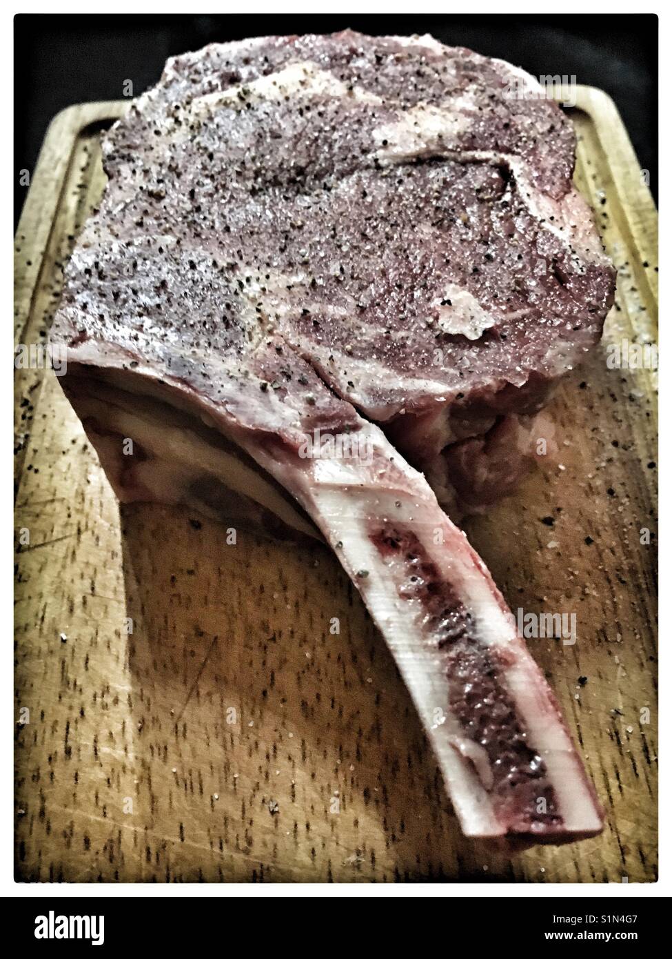 Trenta giorni di età secco Hereford Carni bovine "Cote de boeuf' Foto Stock
