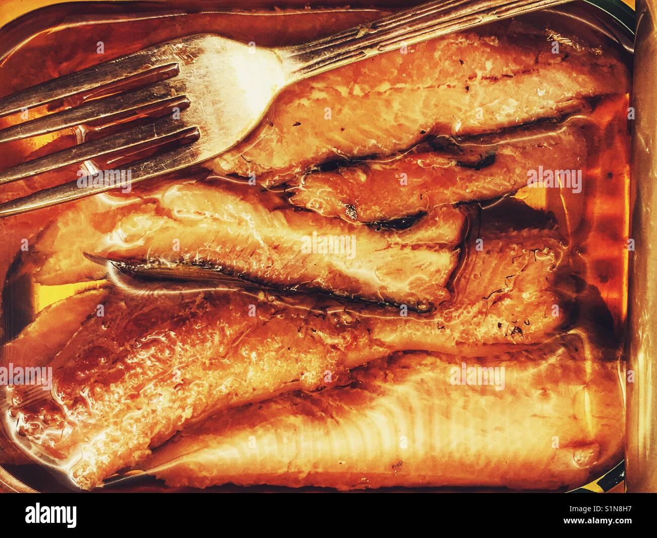 Disossate di sardine in olio di semi di girasole Foto Stock