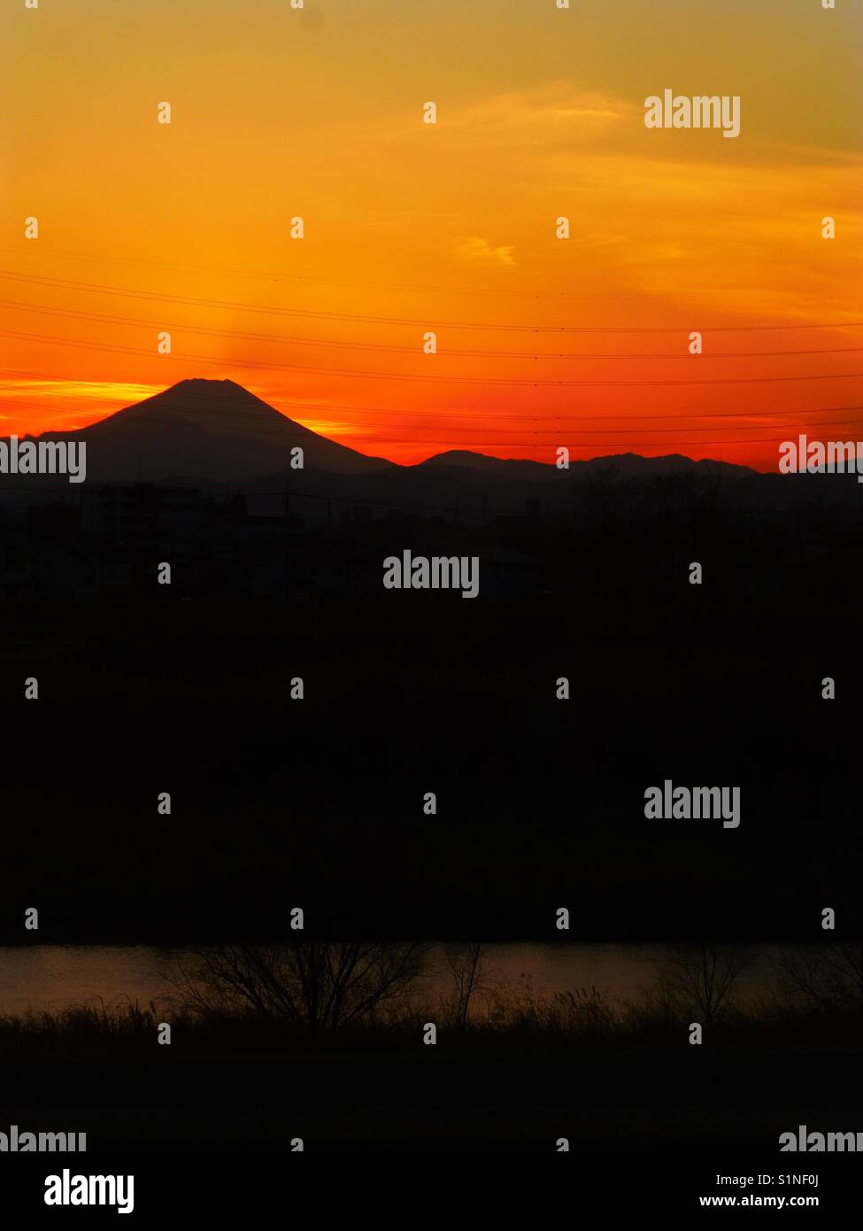 Mt. Fuji tramonto Foto Stock