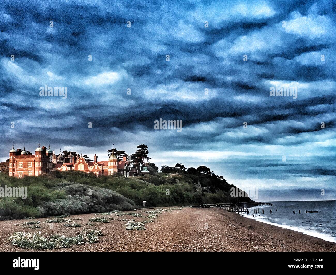 Bawdsey Manor dove nel 1937 Robert Watson Watt sviluppato radar che nel 1940 divenne il primo al mondo operativo stazione radar che hanno aiutato la RAF per sconfiggere la Luftwaffe nella Battaglia di Bretagna 1940. Foto Stock