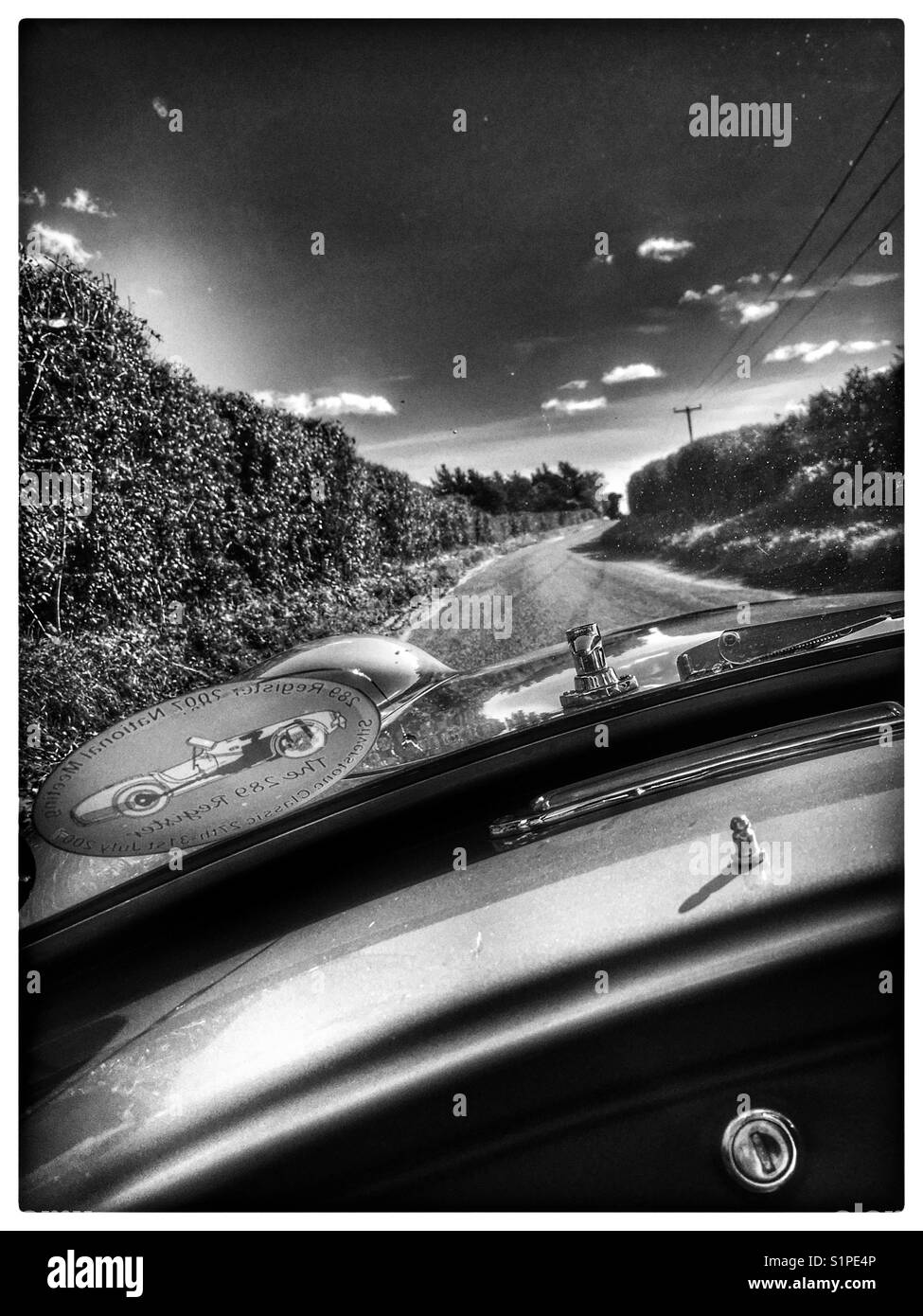 Passeggeri vista da una AC Cobra auto sportiva. Foto Stock