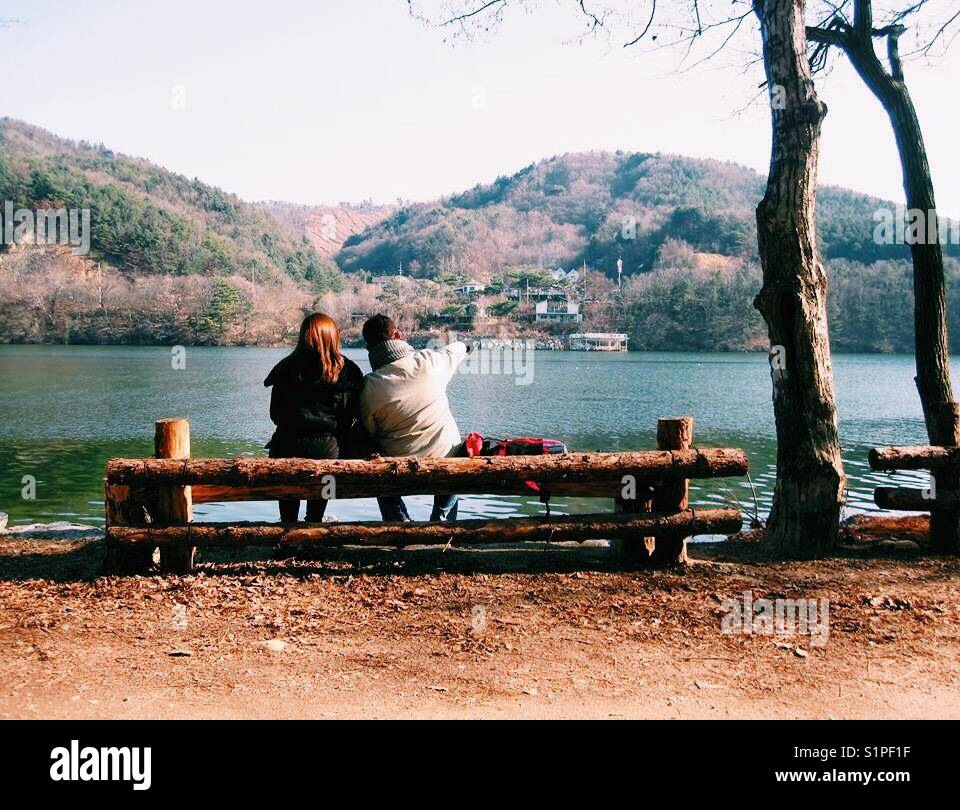 Cadere in amore con Nami Island, Chuncheon, la corea del sud è stato un popolare location del film di sonata di inverno. Foto Stock