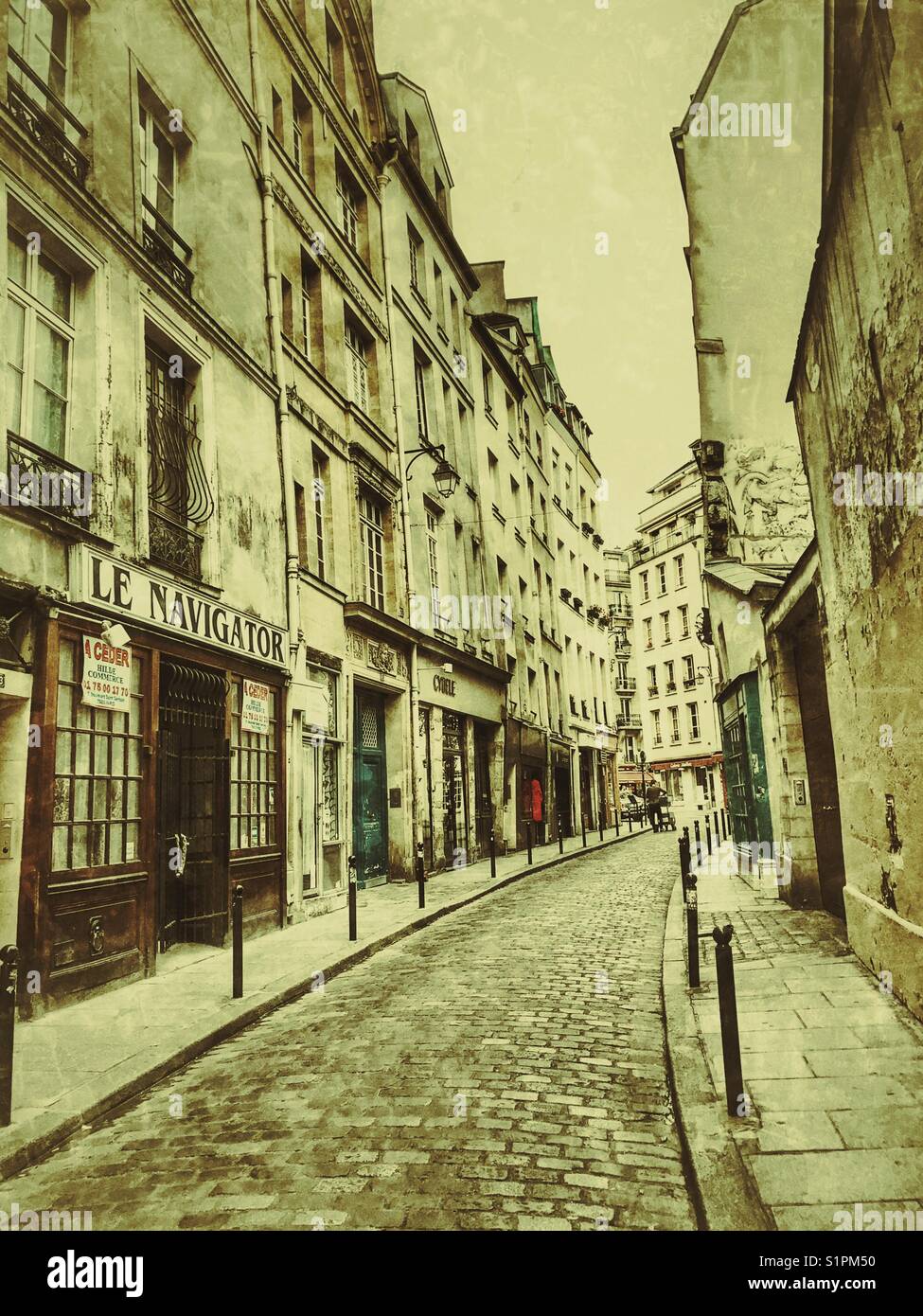 La vecchia strada di Parigi, Francia. Foto Stock