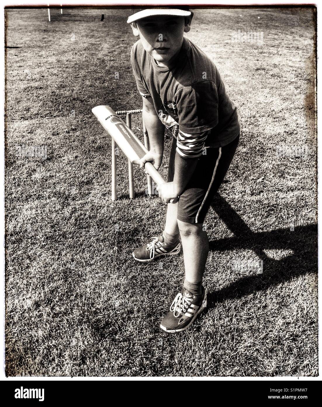 Giovani cricketer Foto Stock