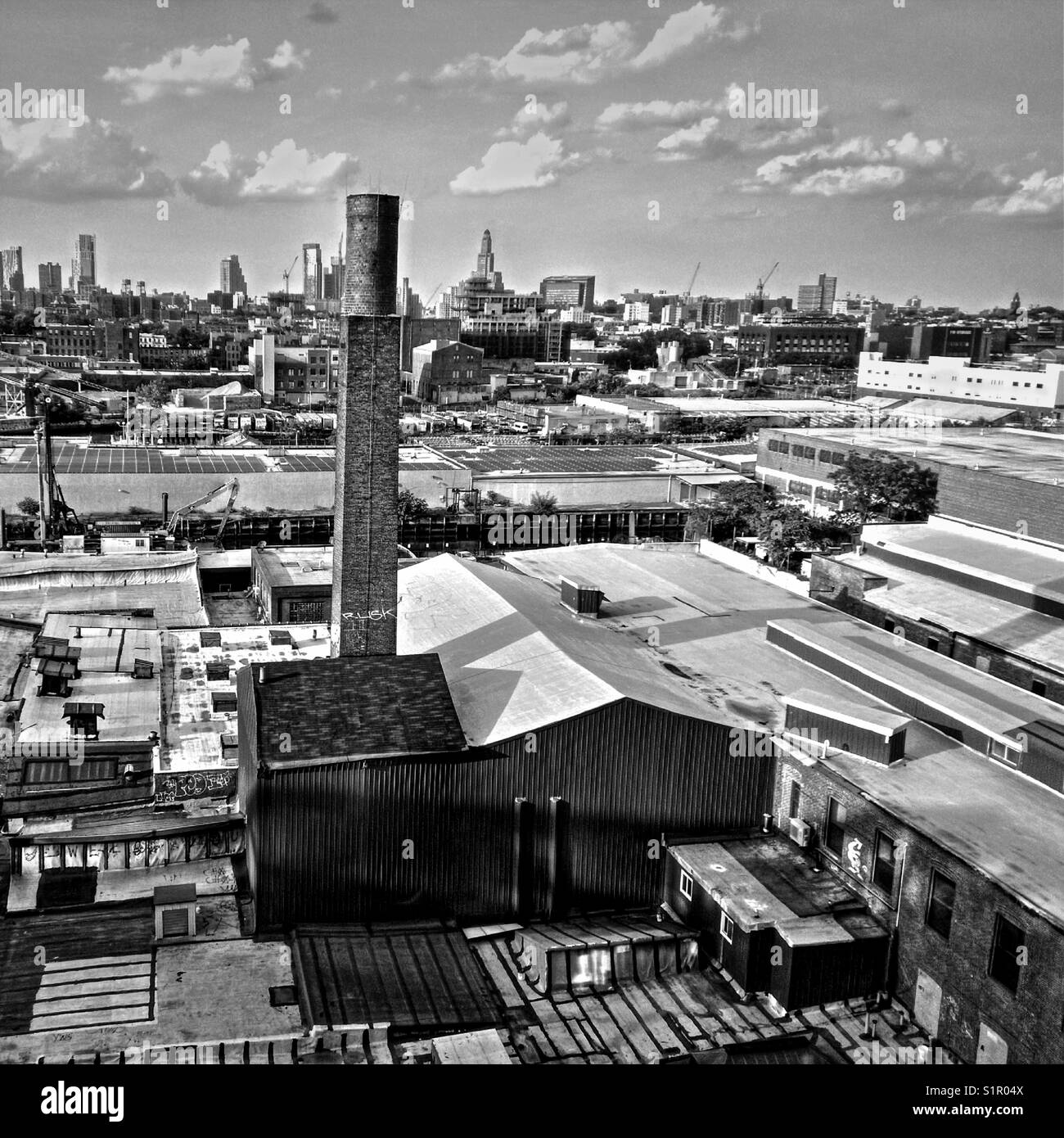 Gowanus e Carrol giardini di vicinato e vista di Downtown Brooklyn Foto Stock