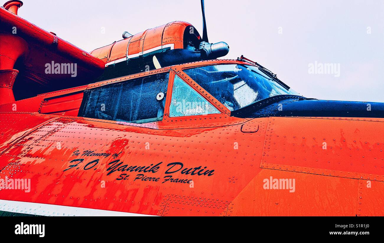 Canso bombardieri ad acqua come memoriale di firefighter Yannick Dutin ucciso combattendo contro un incendio di foresta nel 1967, St Anthony, Terranova, Canada Foto Stock
