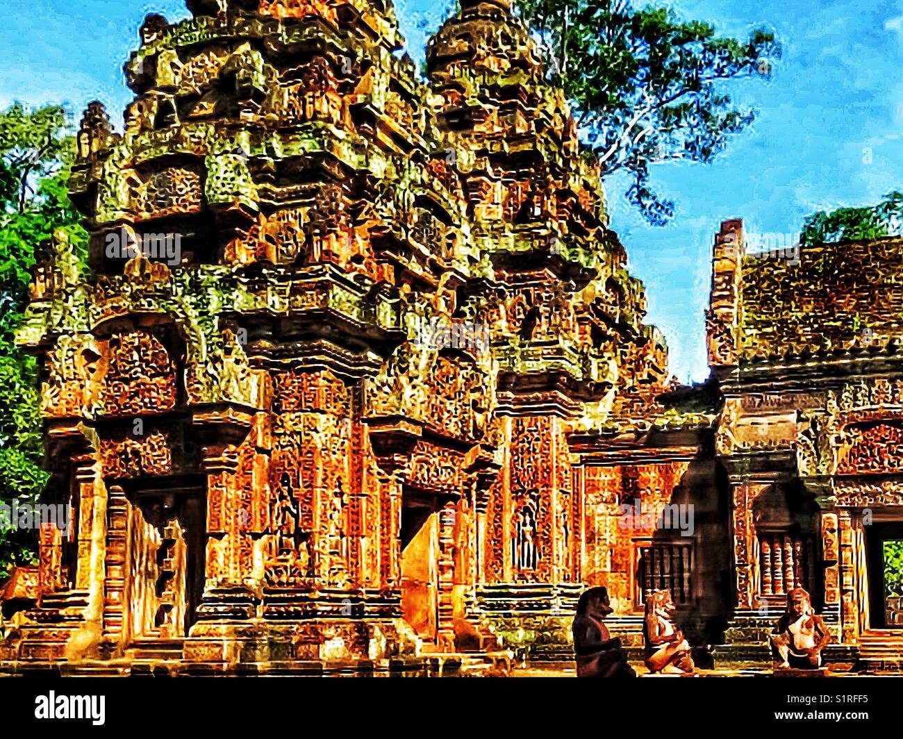 Monkey Temple, Siem Reap, Cambogia Foto Stock