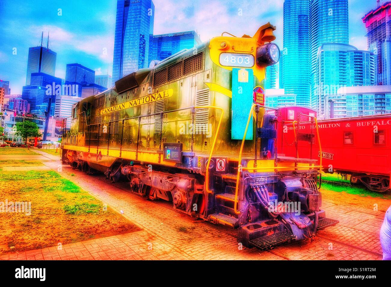 Toronto Railway Museum, Roundhouse Park, Toronto, Ontario, Canada - Immagine stock catturata con smartphone