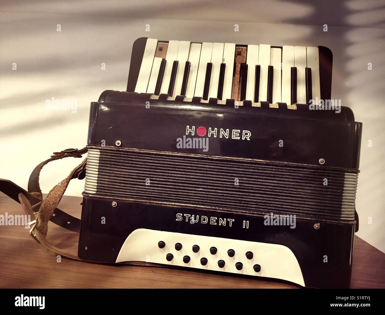 Close up di fisarmonica vintage, STATI UNITI D'AMERICA - Immagine stock catturata con smartphone
