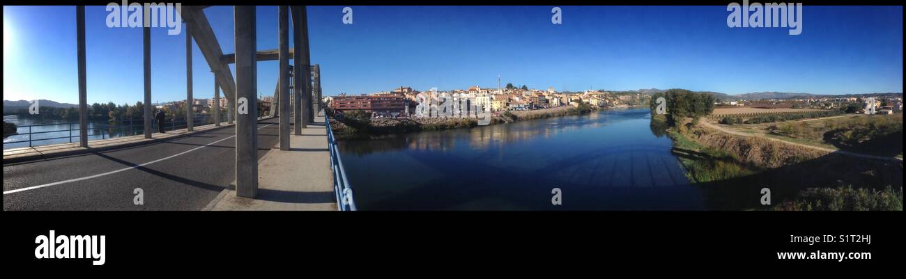 Panorama della città di Mora d'Ebre, Catalogna, Spagna. Foto Stock