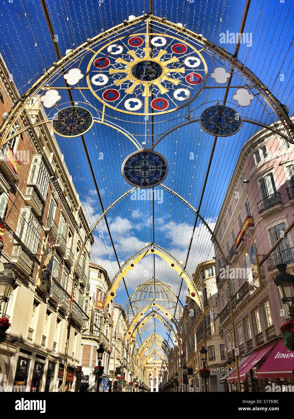 Malaga, decorazione di Natale a Marques de Larios, Spagna Foto Stock