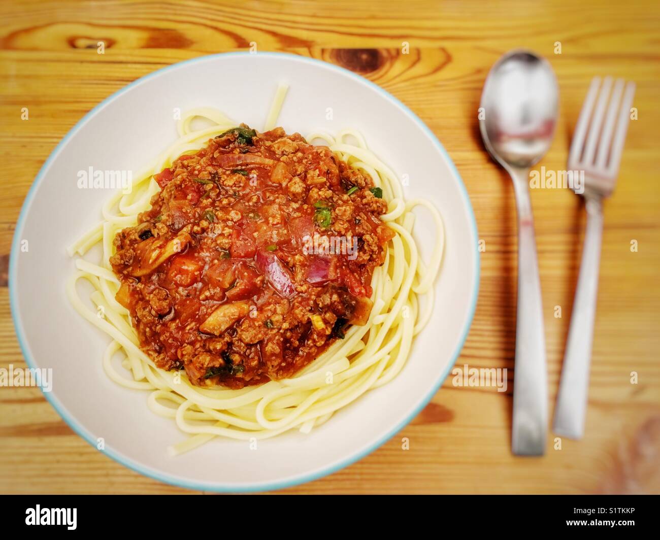 Carne priva spaghetti alla bolognese fatta con Quorn tritate Foto Stock