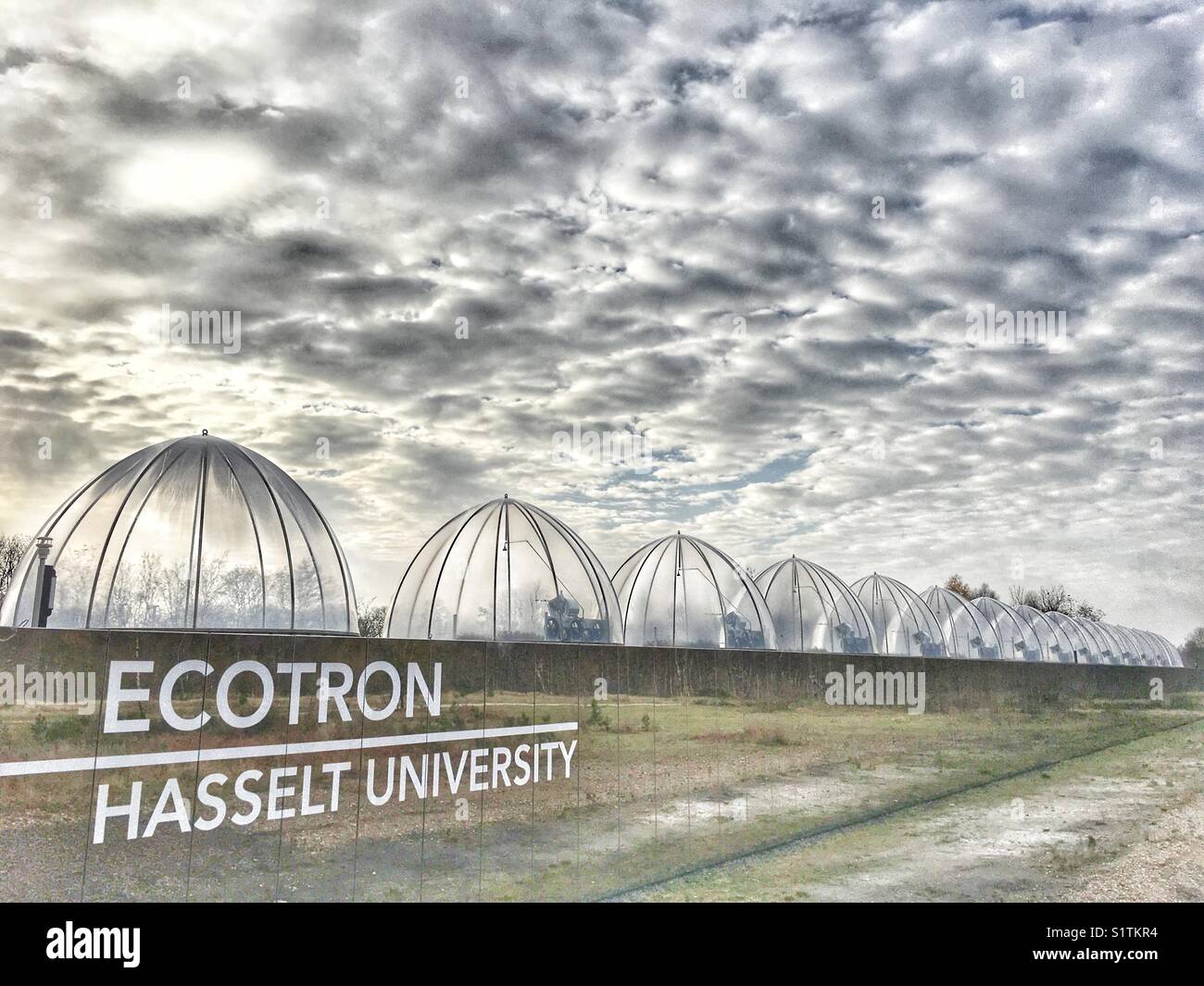 Ecotron, l'Università di Hasselt. Una ricerca sperimentale infrastruttura dedicata per lo studio degli ecosistemi, organismi e la biodiversità nel contesto del cambiamento climatico. Foto Stock