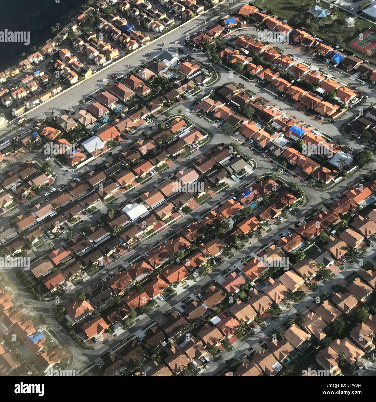 Sobborghi di Miami, Florida, antenna Foto Stock
