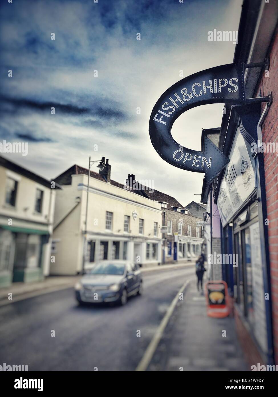 Fish & Chip shop, a Saxmundham, Suffolk, Inghilterra. Foto Stock