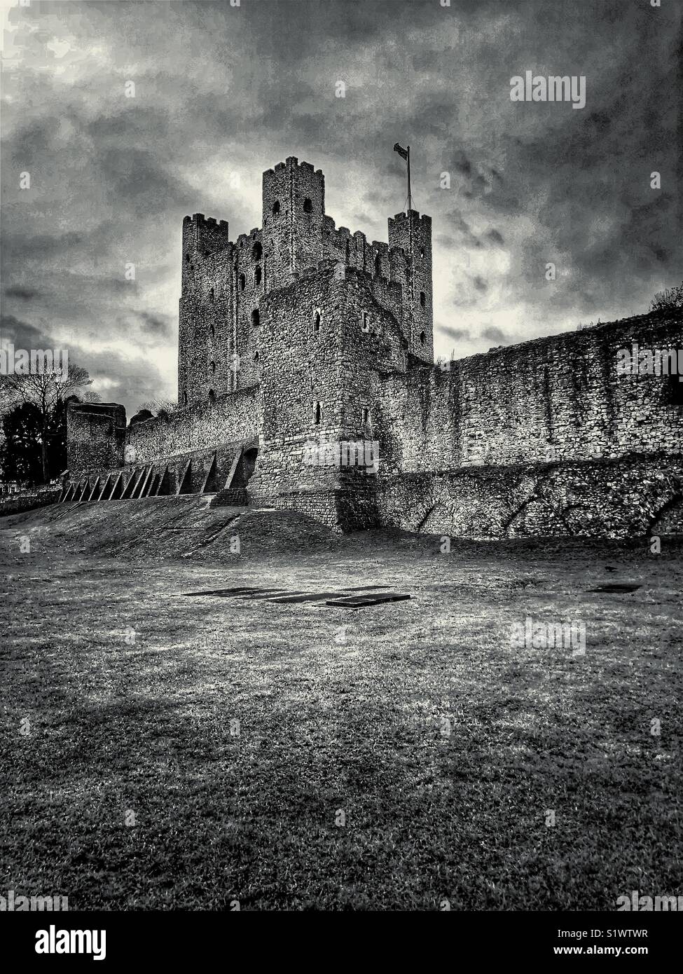 Rochester Castle, Kent, Inghilterra, Regno Unito. Foto Stock