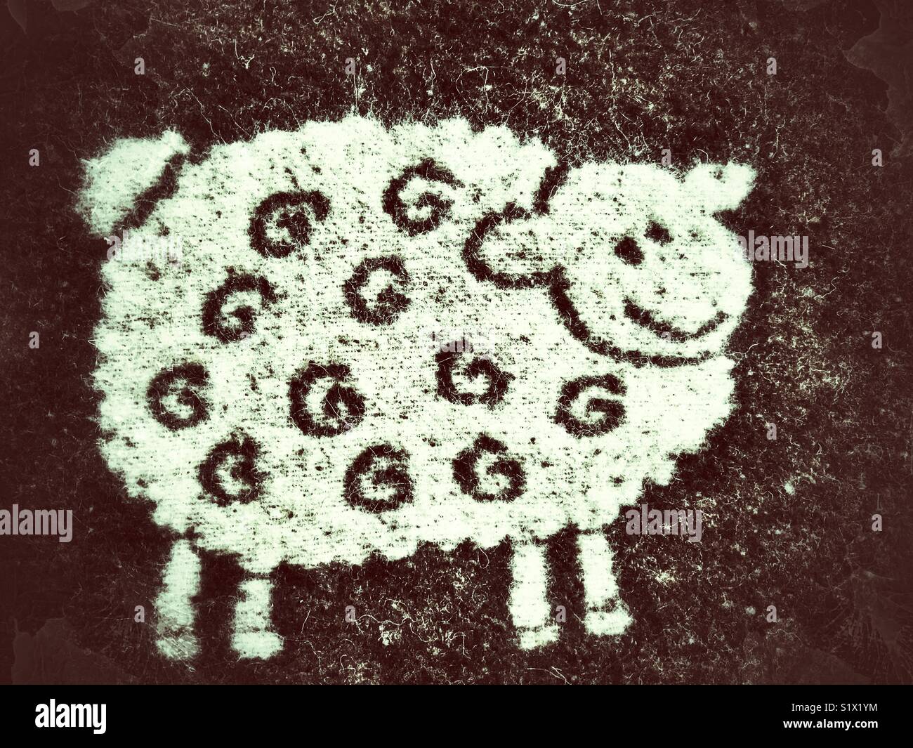 Pecora su una coperta di lana Foto Stock