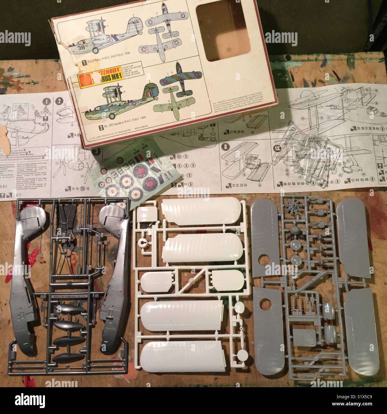 Matchbox vintage modello kit aereo da anni settanta. Questi piccoli kit di plastica erano molto popolari indietro in giorno! Foto Stock
