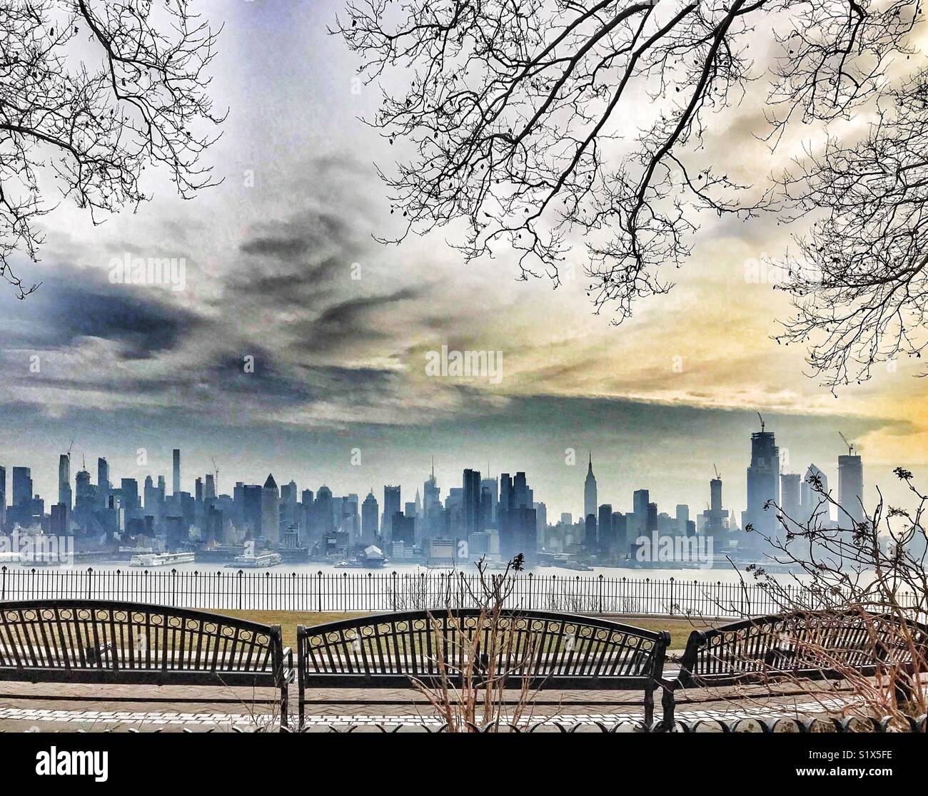 Incredibile New York dello skyline della citta' in acquerello Foto Stock