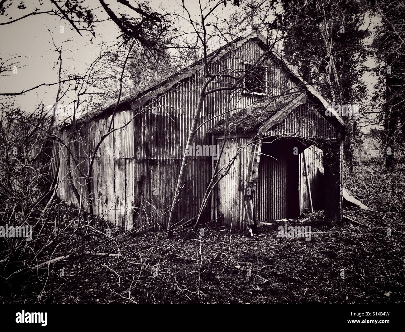 Ex Chiesa costruita da stagno ondulato Foto Stock