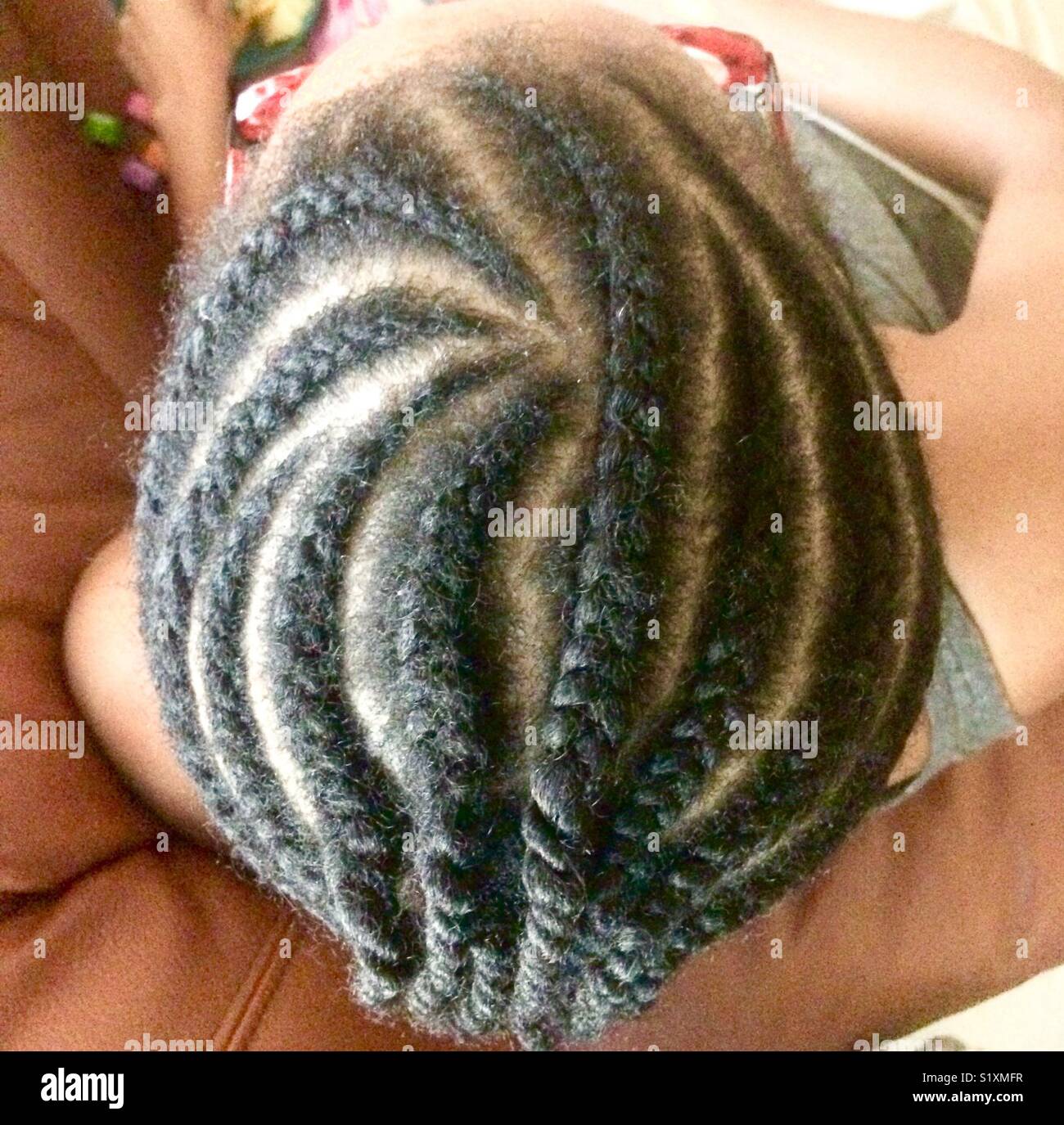 Capelli neri Cornrows Foto Stock