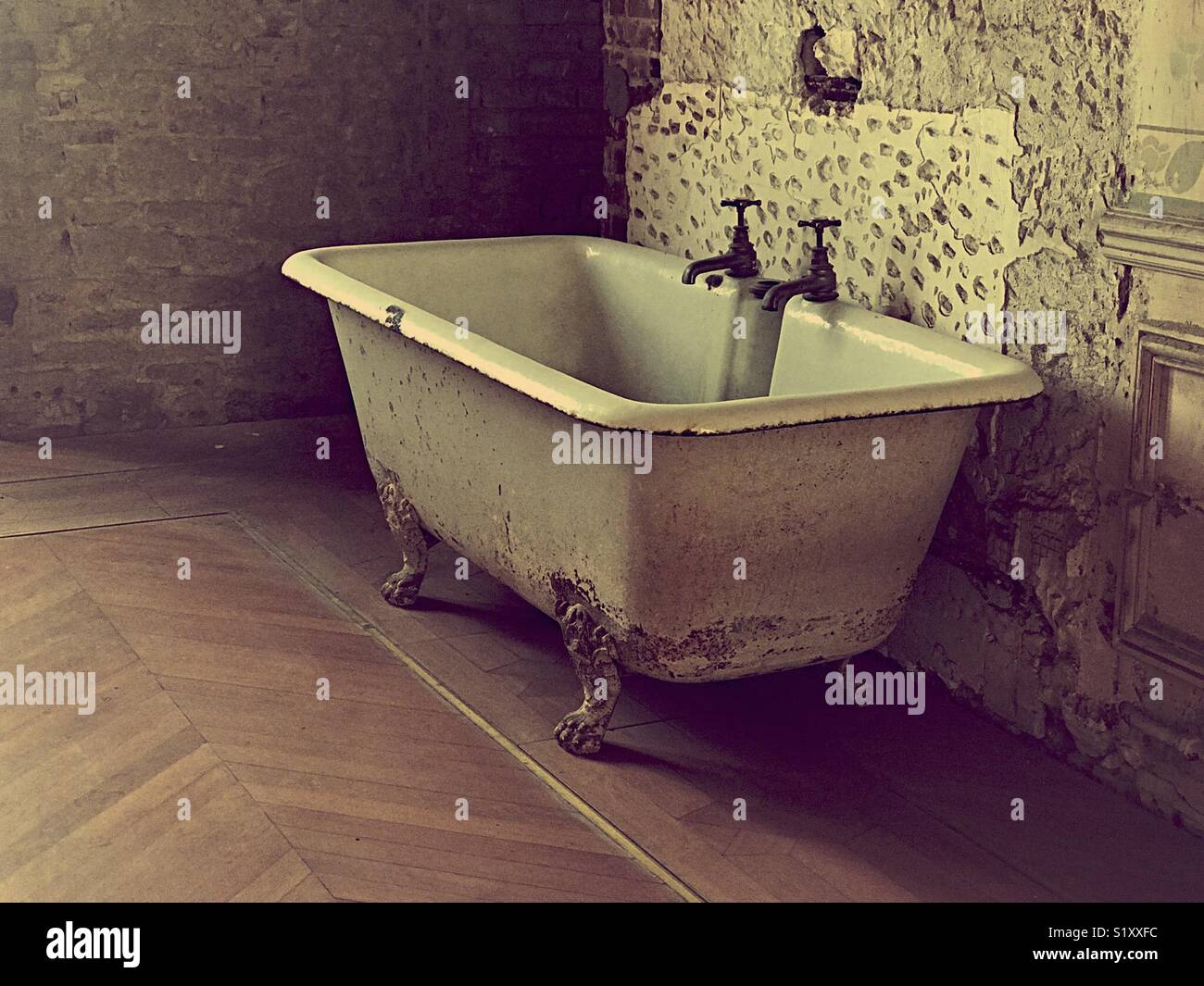 Il vecchio bagno in stile impero. Interno del vecchio castello Foto Stock