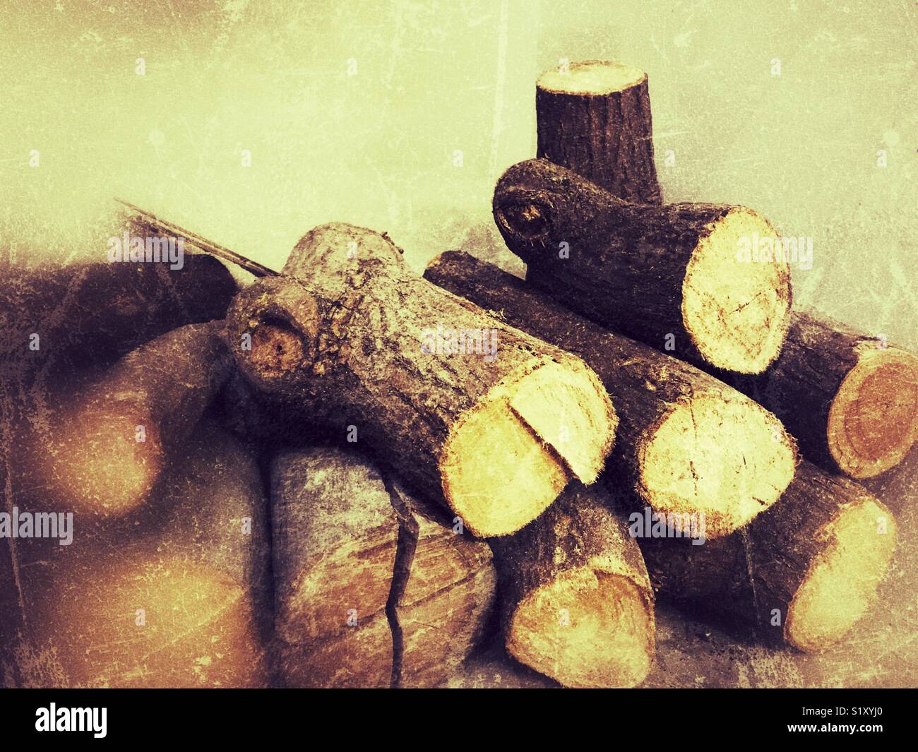 Stock di legno per il fuoco - Immagine stock catturata con smartphone