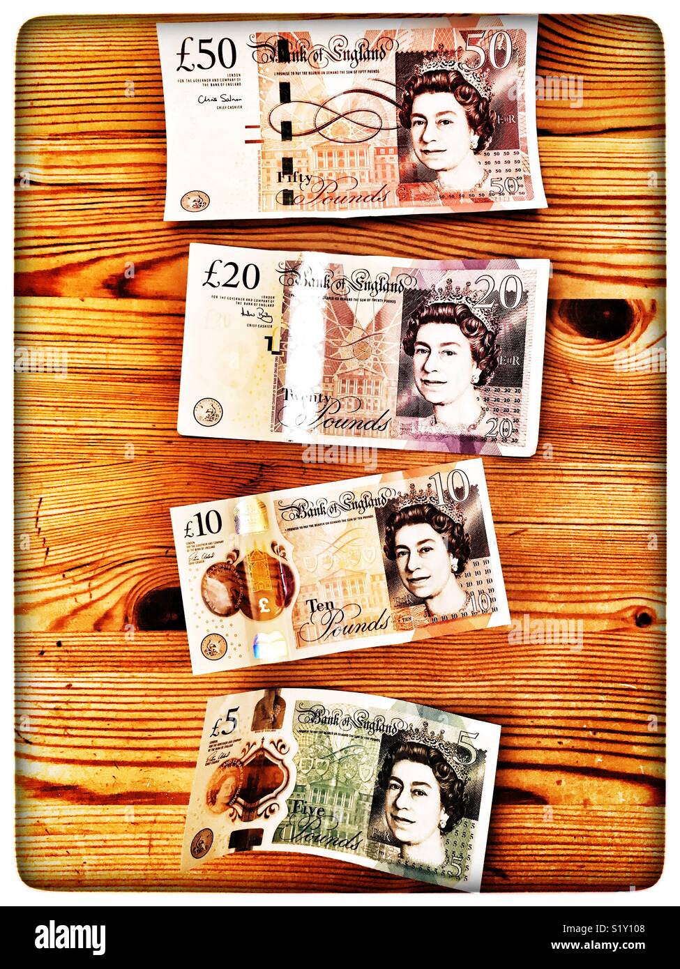 Set di note britannico - Immagine stock catturata con smartphone