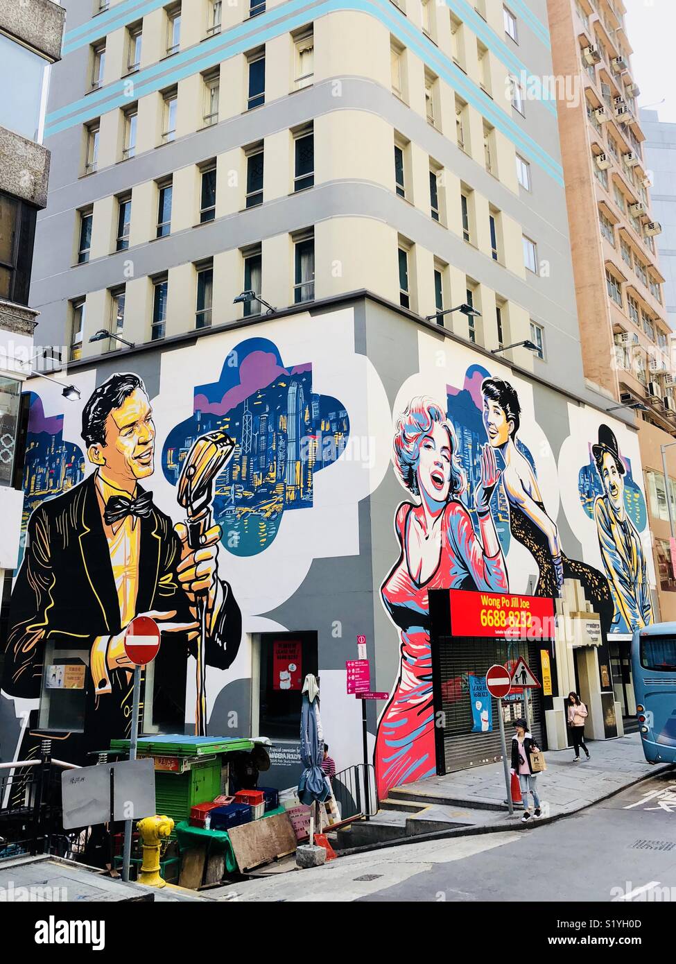 Graffiti a Hollywood Road Hong Kong Foto Stock