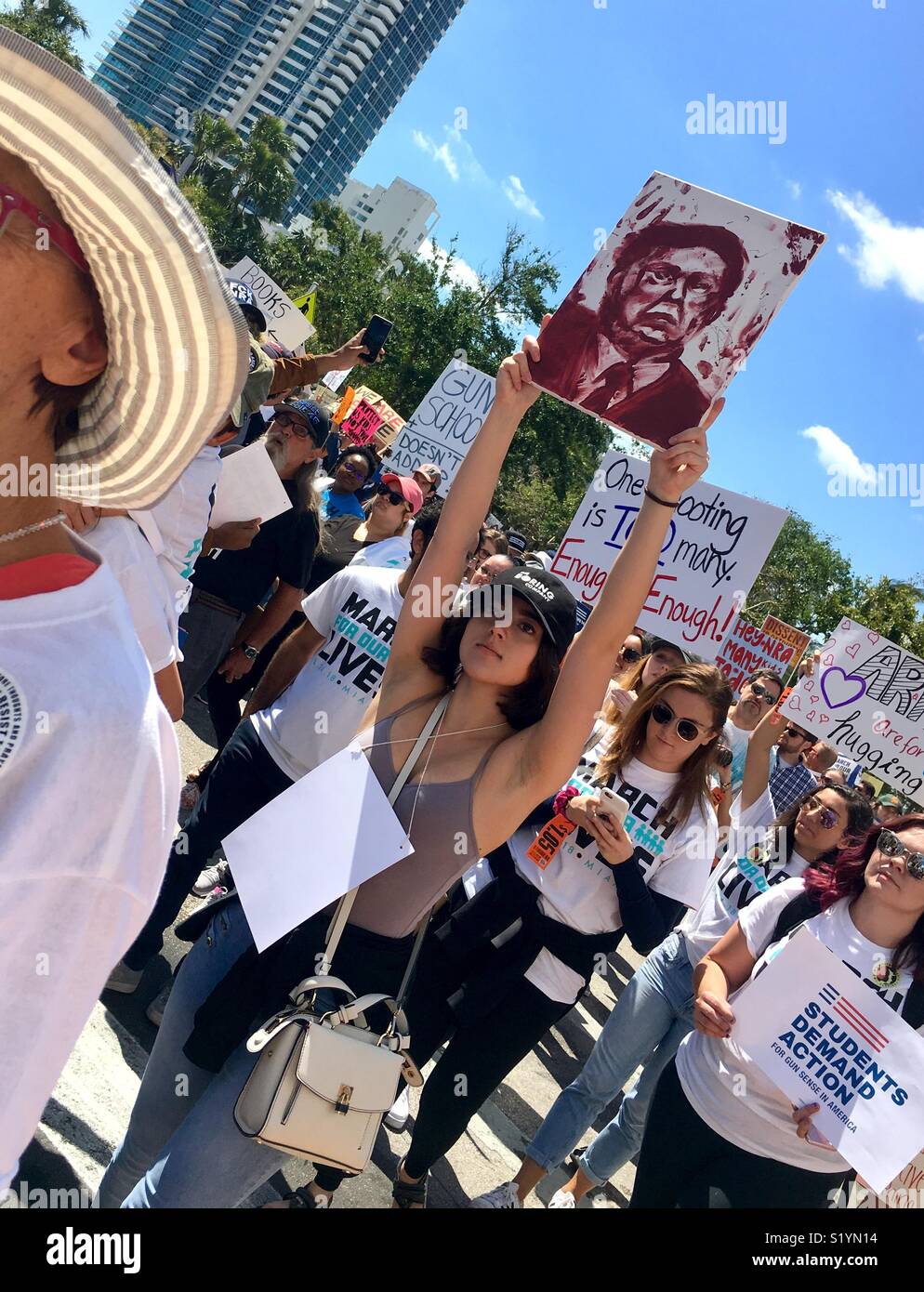 Miami Beach Florida "marzo per la nostra vita." 24 marzo 2018 protesta dopo Parkland Florida, scuola di tiri. Foto Stock