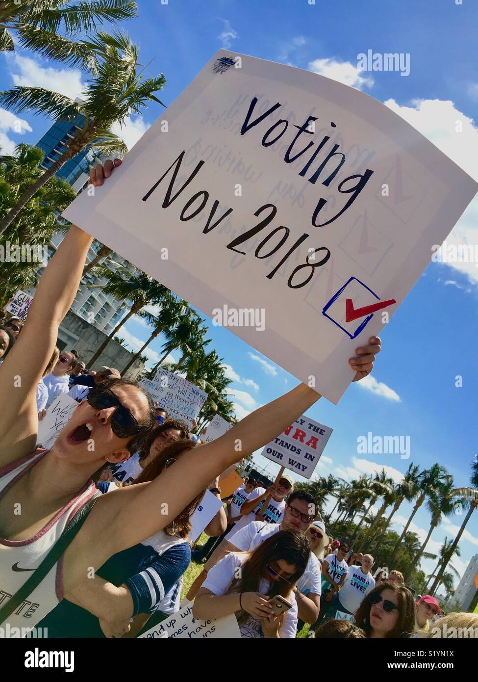 Miami Beach Florida "marzo per la nostra vita." 24 marzo 2018 protesta dopo Parkland Florida, scuola di tiri. Foto Stock