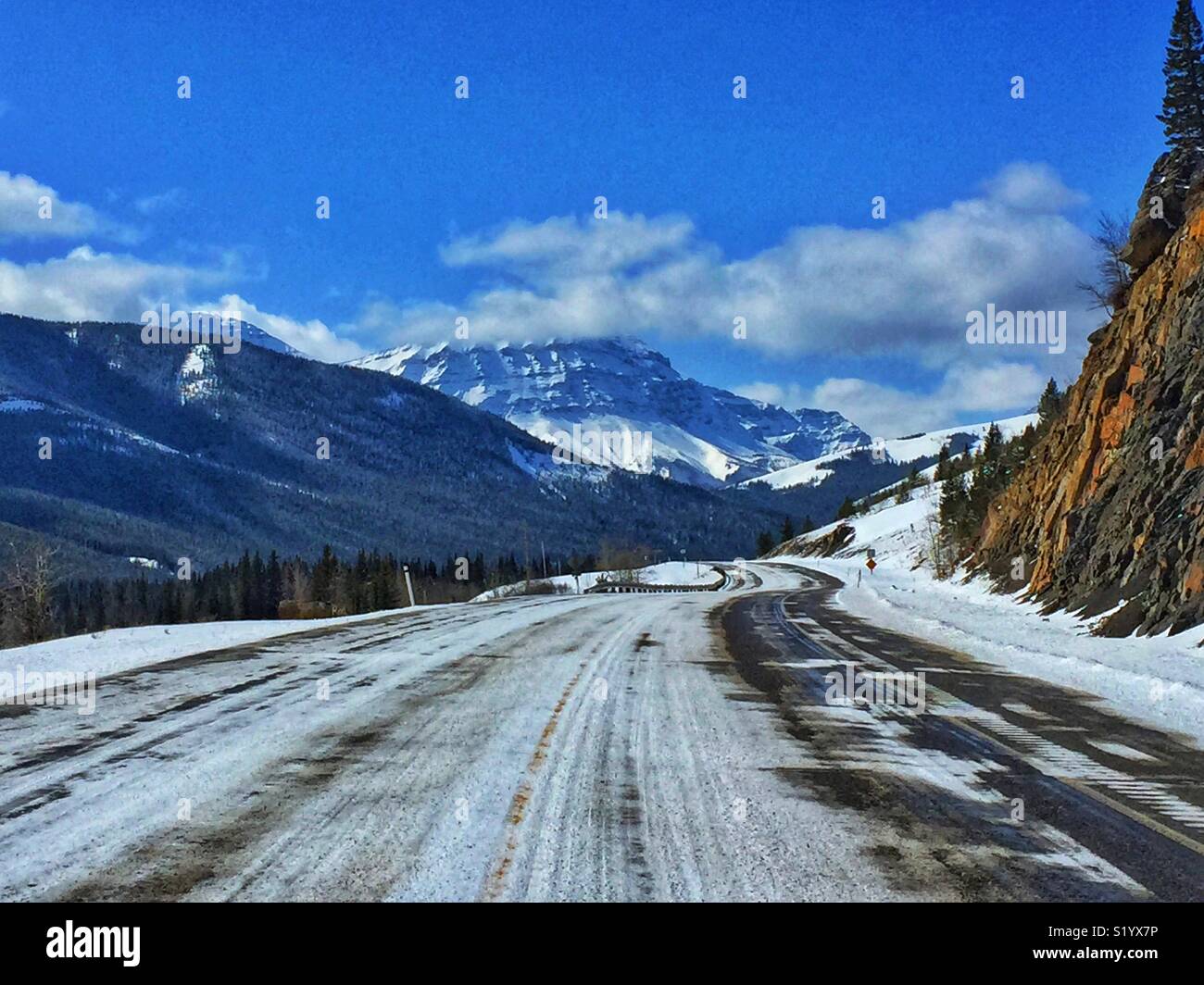 Autostrada 40, Kananaskis Country, Canadian Rockies, Alberta Foto Stock